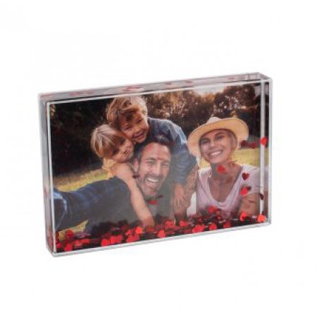 6x4 HeartGlitter Photo Block